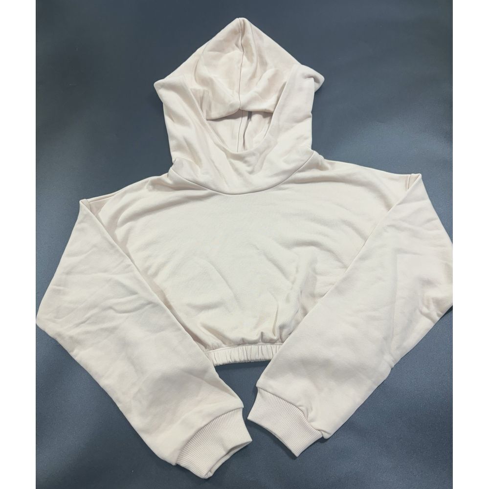 Naked‎ Wardrobe NWOT Hoodie Beige French Terry Crop in Size Small